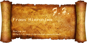 Frass Hieronima névjegykártya